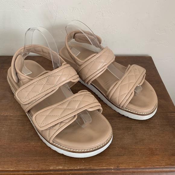 Seychelles New to This Quilted Leather Sandal Nude sz 10 - Picture 2 of 16